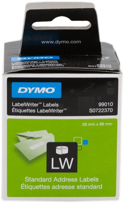 Dymo Etiquetas LabelWriter 99010 para direcciones 89x28 mm, Blanco, 2 Rollos