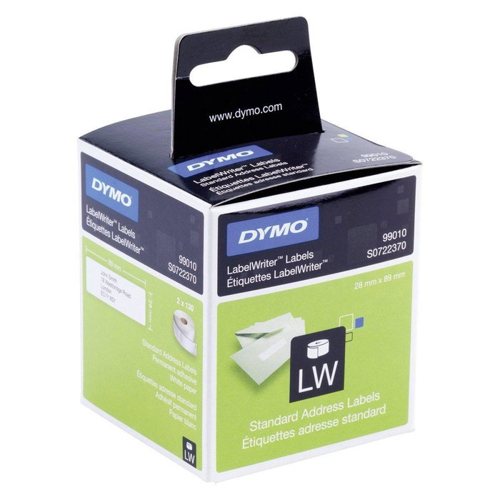 Dymo Etiquetas LabelWriter 99010 para direcciones 89x28 mm, Blanco, 2 Rollos