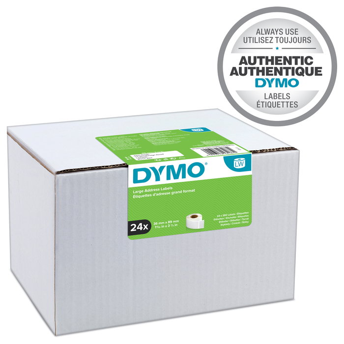 Dymo Etiquetas de Dirección 36 x 89 mm Blanco (Pack de 24 Rollos)