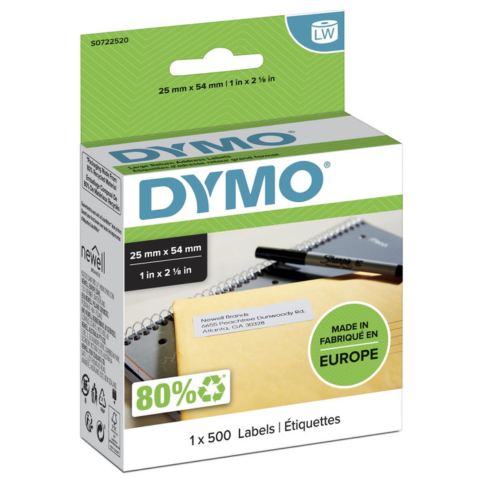 Dymo Etiquetas LabelWriter 25x54mm Blanco (500 unidades) Dymo Etiquetas LabelWriter 25x54mm Blanco (500 unidades)