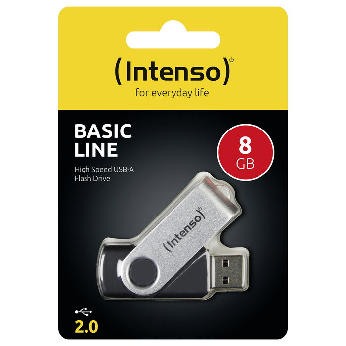 Intenso Basic Line 8 GB USB 2.0 Negro/Plata Intenso Basic Line 8 GB USB 2.0 Negro/Plata