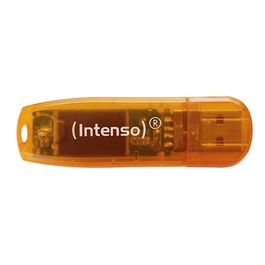 Intenso 3502490 Memoria USB 2.0 Lápiz Rainbow 64 GB Almacenamiento, Color Naranja Transparente