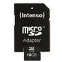 Intenso 16GB MicroSDHC Clase 10, velocidad 25 MB/s, resistente (golpes, agua, temperatura, rayos X), adaptador SD incluido