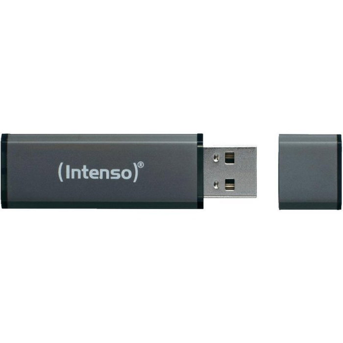 Intenso Alu Line Memoria USB 2.0 8GB Antracita - Modelo 3521461, Conexión USB, Velocidad Lectura 28MB/s, Aluminio