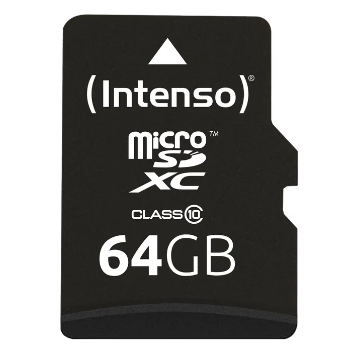 Intenso 3413490 - Tarjeta de memoria microSDXC de 64GB, Clase 10, 25 MB/s, resistente a golpes, agua, temperatura y rayos X con adaptador SD, negro