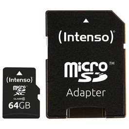 Intenso 64GB MicroSDXC Tarjeta de Memoria, Clase 10, hasta 25 MB/s, Resistente a Agua, Golpes, Temperatura y Rayos X - 3413490