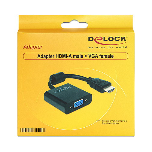 DeLOCK 65512 Adaptador HDMI a VGA Macho Hembra Negro Cable 0.254 m