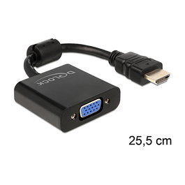 DeLOCK 65512 Adaptador HDMI a VGA Macho Hembra Negro Cable 0.254 m