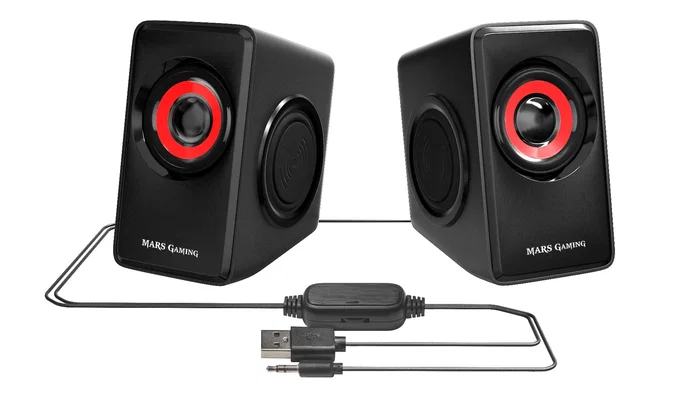 Mars Gaming MS1 Altavoces Gaming 2.0 Rojo y Negro 10W USB/Jack 3.5mm