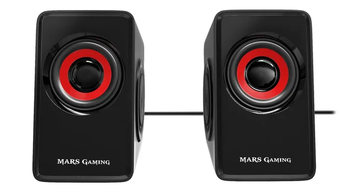 Mars Gaming Altavoces MS1 Gaming 10W 2.0 Sistema 6 Drivers (2 Activos + 4 Pasivos) Color Rojo y Negro Conexión USB y Auxiliar 3.5 mm para PC