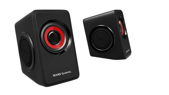Mars Gaming Altavoces MS1 Gaming 10W 2.0 Sistema 6 Drivers (2 Activos + 4 Pasivos) Color Rojo y Negro Conexión USB y Auxiliar 3.5 mm para PC