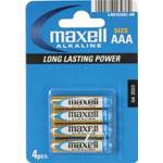 Maxell Pilas Alcalinas Lr-03 AAA, Paquete de 4, Baterías de Un Solo Uso
