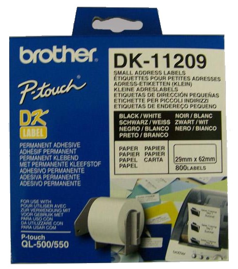 Brother DK-11209 Etiquetas de dirección 62x29mm, 800 unidades Brother DK-11209 Etiquetas de dirección 62x29mm, 800 unidades