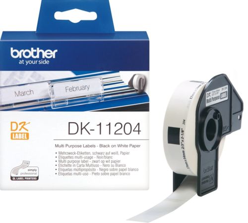 Brother DK11204 Etiquetas Multiuso 17x54 mm, 400 Unidades
