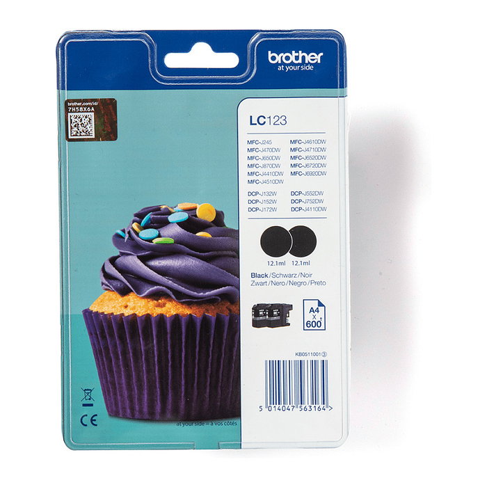 Brother LC123BKBP Cartucho de Tinta Negro Original