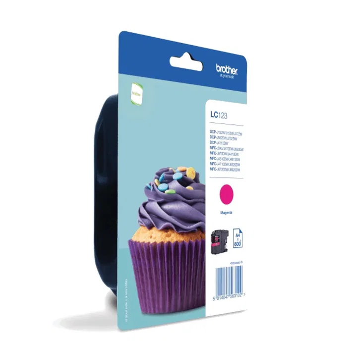 Brother LC123M Cartucho de Tinta Original Magenta - Cartucho de Impresión Compatible para DCP-J, MFC-J Series (LC123MBP)