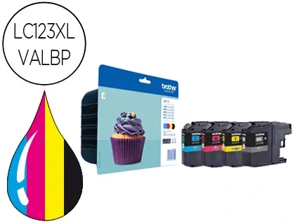 Brother LC123VALBP Pack de 4 Cartuchos de Tinta (Negro, Cian, Magenta, Amarillo) Brother LC123VALBP Pack de 4 Cartuchos de Tinta (Negro, Cian, Magenta, Amarillo)