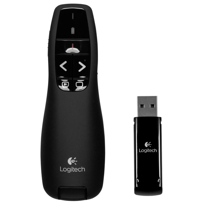Logitech R400 Presentador Inalámbrico con Puntero Láser Rojo Negro