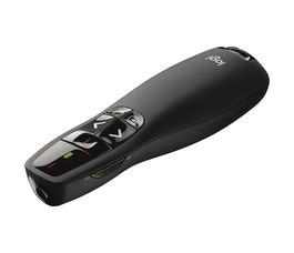 Logitech R400 - Mando inalámbrico profesional para presentaciones con puntero láser rojo, tecnología 2.4 GHz y alcance de 15 metros