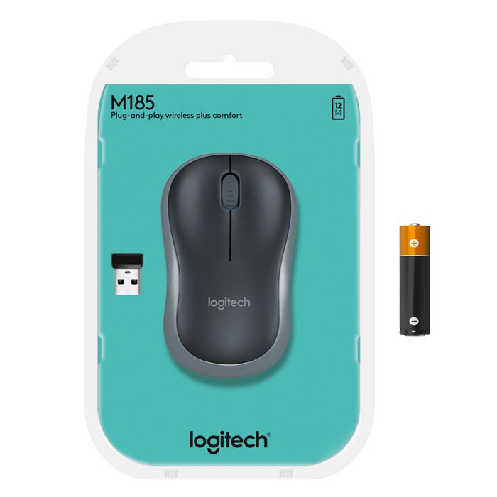 Logitech Ratón Inalámbrico M185 Plug-and-Play, Transmisión Rápida, Conveniencia y Libertad Inalámbrica, Larga Duración Batería