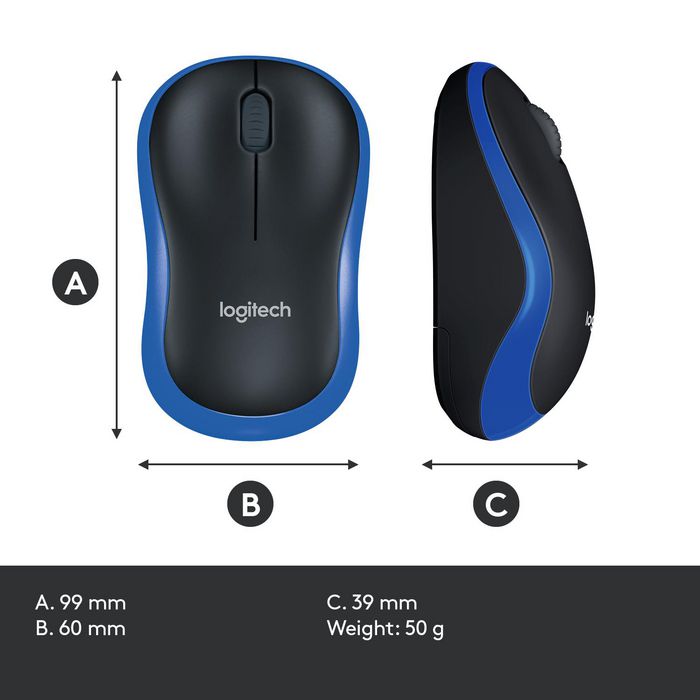 Logitech Ratón Inalámbrico M185 Plug-and-Play, Transmisión Rápida, Conveniencia y Libertad Inalámbrica, Larga Duración Batería