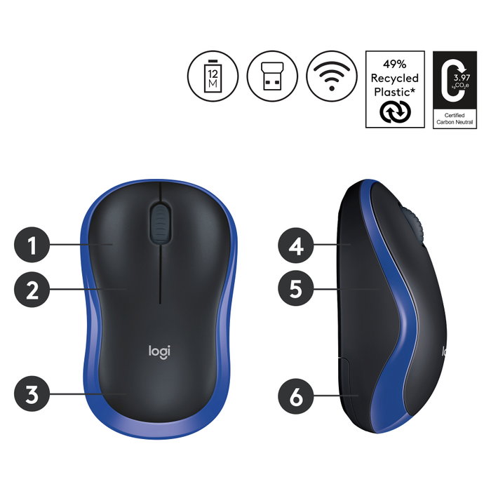 Logitech M185 Ratón Inalámbrico Azul Logitech M185 Ratón Inalámbrico Azul