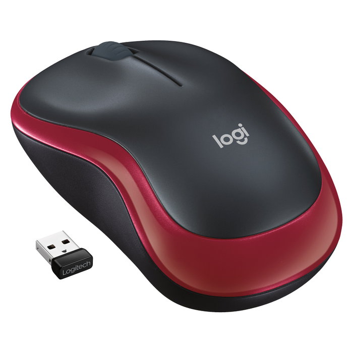 Logitech M185 Ratón Inalámbrico Óptico 1000 DPI Rojo/Negro
