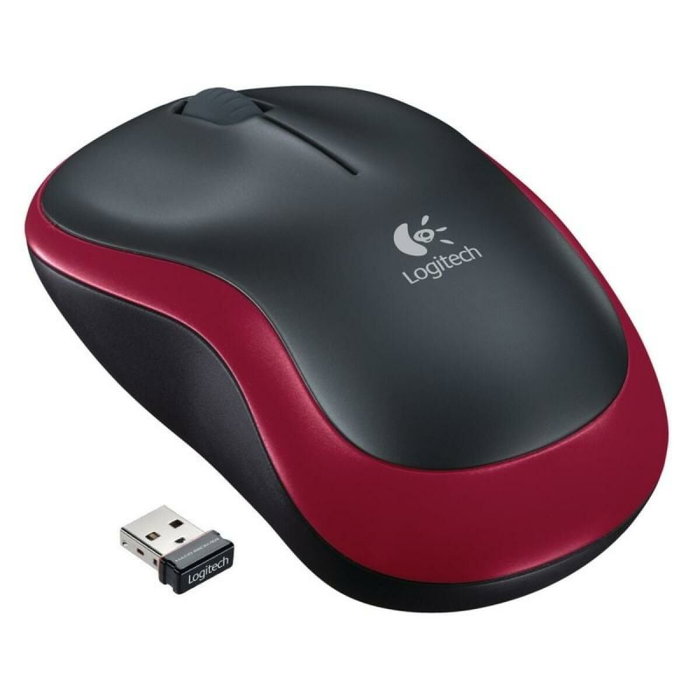 Logitech M185 Ratón Inalámbrico Óptico 1000 DPI Rojo/Negro