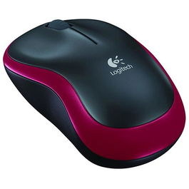 Logitech M185 Ratón Óptico Inalámbrico 1000 DPI Negro/Rojo