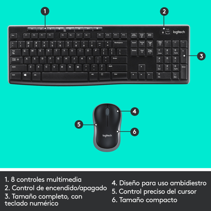 Logitech MK270 Combo de Teclado y Ratón Inalámbrico Negro Español Logitech MK270 Combo de Teclado y Ratón Inalámbrico Negro Español