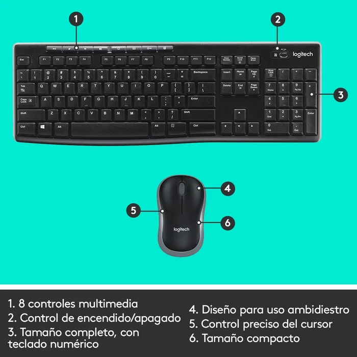 Logitech MK270 Combo de Teclado y Ratón Inalámbrico Negro, Español Logitech MK270 Combo de Teclado y Ratón Inalámbrico Negro, Español