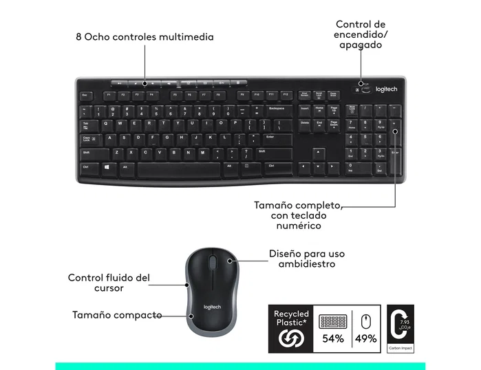 Logitech MK270 Combo de Teclado y Ratón Inalámbrico Negro, Español Logitech MK270 Combo de Teclado y Ratón Inalámbrico Negro, Español