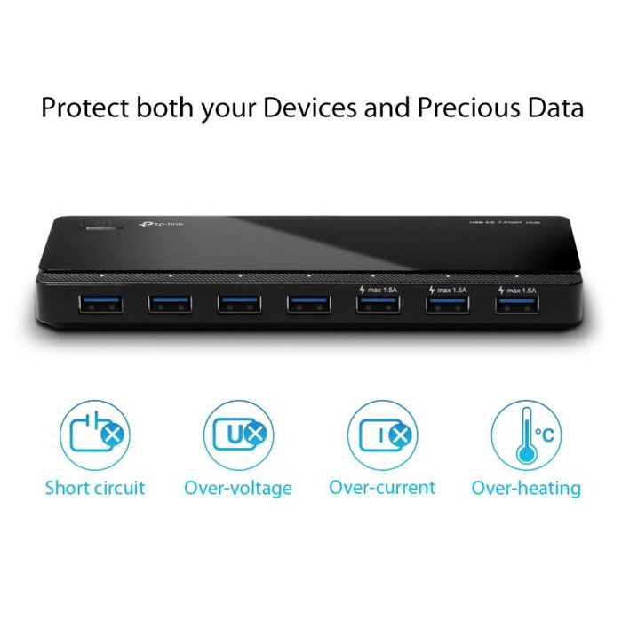 TP-Link UH700 Hub USB 3.0 de 7 Puertos Negro