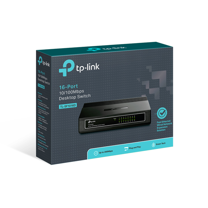 TP-Link TL-SF1016D Switch No Administrado Fast Ethernet 16 Puertos (10/100) Negro