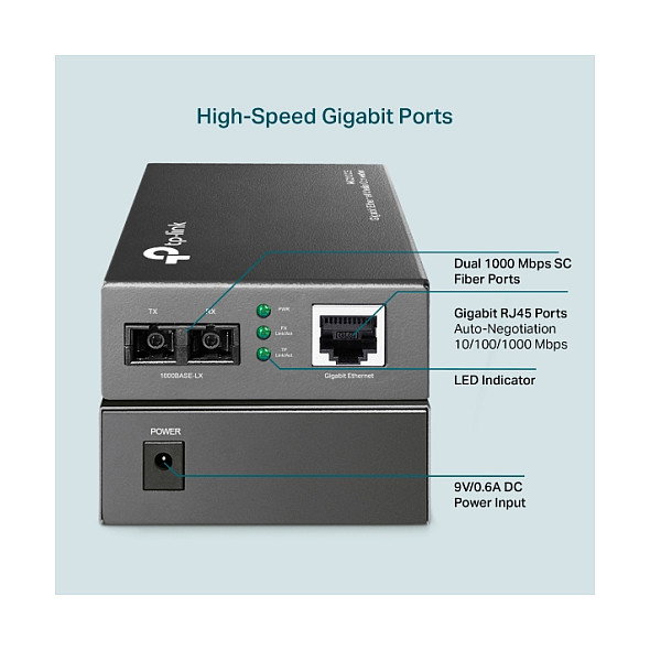 TP-Link MC210CS Convertidor de medios Gigabit Monomodo 1310 nm
