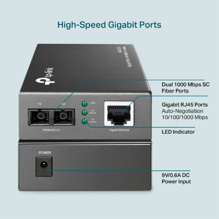 TP-Link MC210CS Convertidor de medios Gigabit Monomodo 1310 nm