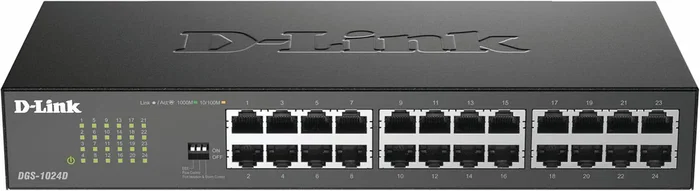 D-Link DGS-1024D Switch No Administrado Gigabit Ethernet 24 Puertos 10/100/1000 Mbps, Montaje en Rack 1U, Negro/Plata, QoS, Apilable