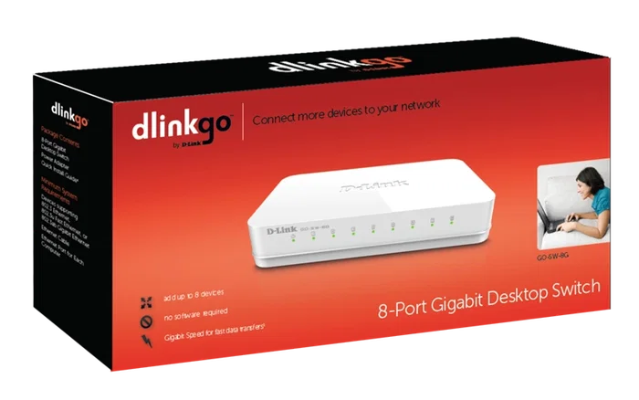 D-Link GO-SW-8G/E Switch de red Gigabit de 8 puertos, Blanco