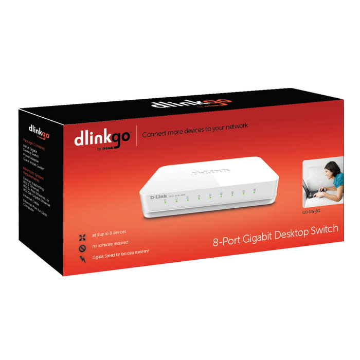 D-Link GO-SW-8G Switch de 8 puertos Gigabit D-Link GO-SW-8G Switch de 8 puertos Gigabit