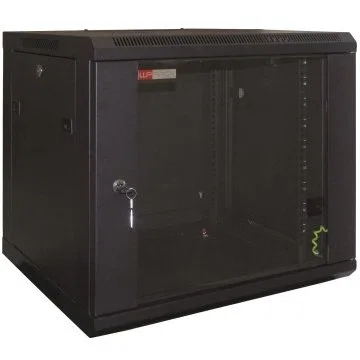 WP Armario Rack Mural 9U WPN-RWB-09605-B, Bastidor de Pared Negro, 600x500x500mm, 19", Capacidad 60kg, Cristal Templado