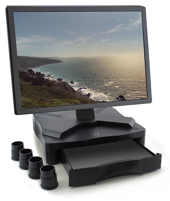 Ewent EW1280 Elevador de Monitor con Cajón Negro