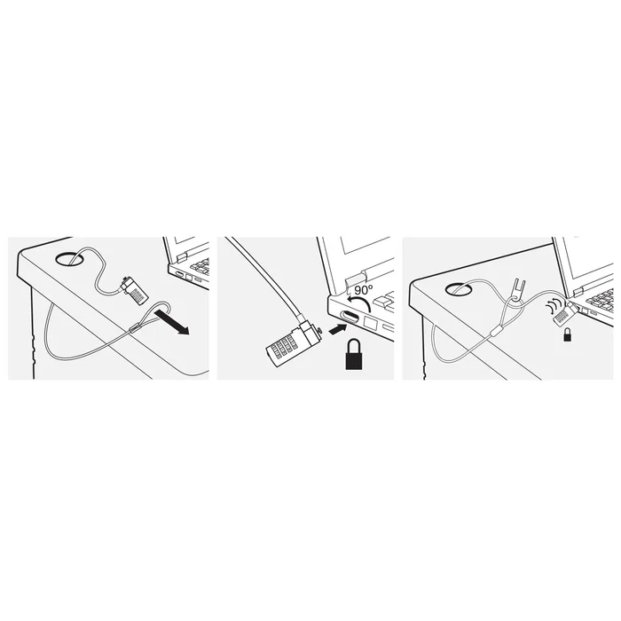 Ewent EW1241 Candado de Seguridad para Portátil con Combinación, Cable de Acero de 1.5 Metros para Anclar a Escritorio y Proteger contra Robos