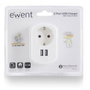 EWENT Cargador de Pared EW1211 con 2 Puertos USB 3.1A y Toma de Corriente, Blanco