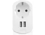 EWENT Cargador de Pared EW1211 con 2 Puertos USB 3.1A y Toma de Corriente, Blanco