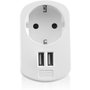 EWENT Cargador de Pared EW1211 con 2 Puertos USB 3.1A y Toma de Corriente, Blanco