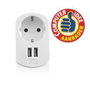 EWENT Cargador de Pared EW1211 con 2 Puertos USB 3.1A y Toma de Corriente, Blanco