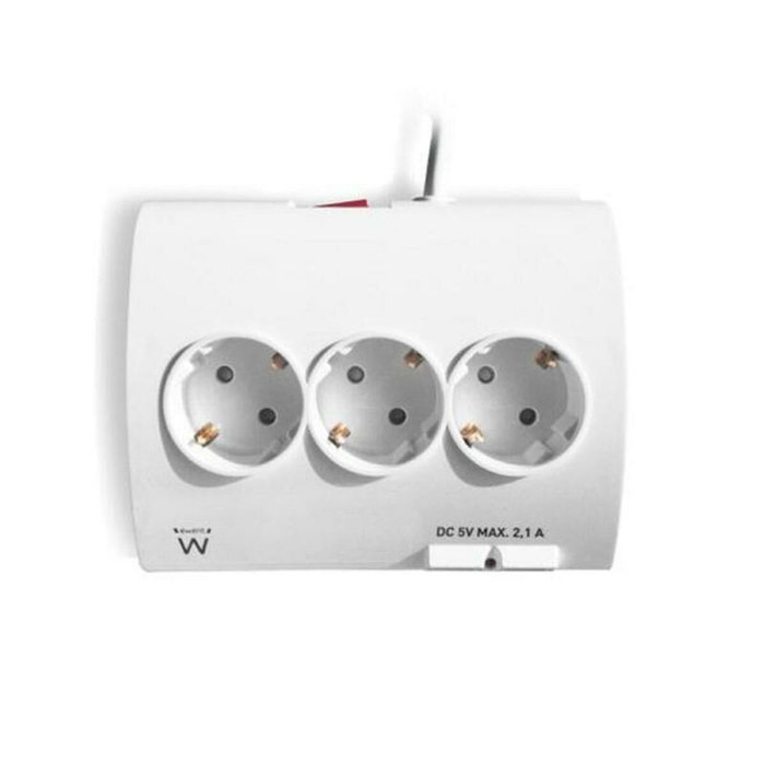 Ewent EW3935 Regleta de Escritorio con 5 Tomas y 2 Puertos USB Blanco