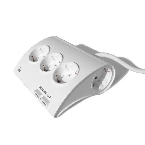 Ewent EW3935 Regleta de Escritorio con 5 Tomas y 2 Puertos USB Blanco