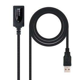 Nanocable Cable USB 2.0 Prolongador con Amplificador, 5m, Negro