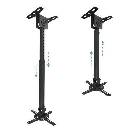Tooq PJ3030TN-B Soporte de Techo para Proyector, Inclinable Giratorio Nivelable, hasta 20 kg, Negro
